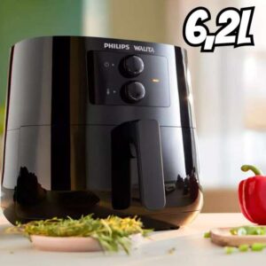 Fritadeira Airfryer Série 3000, Philips Walita, com 6.2L de capacidade, Preta, 2000W, 110v - HD9206/91