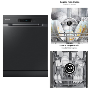 Lava-Louças Samsung Inox Preta 14 Serviços 110V DW60C7050FG/AZ