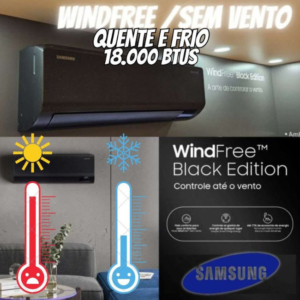 Samsung Ar-condicionado Split Inverter WindFree Black Edition Sem Vento 18.000 BTUs Quente e Frio AR18CSECABTNAZ 220V