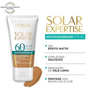 Protetor Solar Facial L'Oréal Paris Solar Expertise Antioleosidade Fps60 Cor 3.0 Média 40G