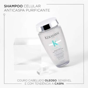 Kérastase Shampoo Symbiose Bain Pureté Anti-Pelliculaire, Cabelos com caspa, Anticaspa, Ácido Salicílico, Bifidus, Piroctone Olamine, 250ml