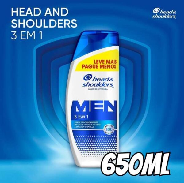 Shampoo Anticaspa Head & Shoulders Men 3 em 1, 650 ml