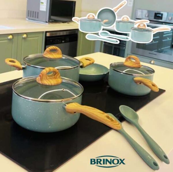 Brinox - Jogo de Panelas 6 Peças com Fundo de Indução Ceramic Life Botanika - Verde