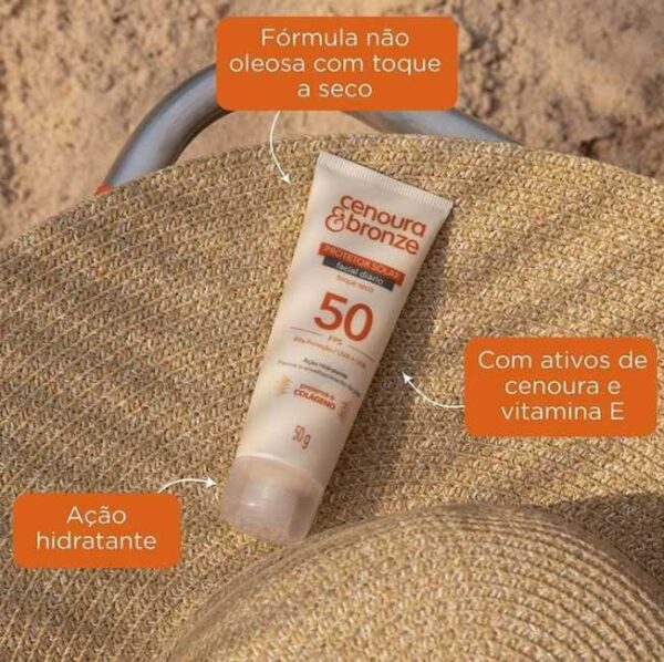 Protetor Solar Facial Cenoura e Bronze Fps50 50G, Cenoura e Bronze