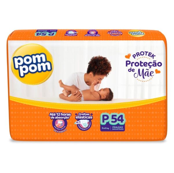 Fralda Pom Pom Protek Proteção de Mãe Mega P 54 Unidades